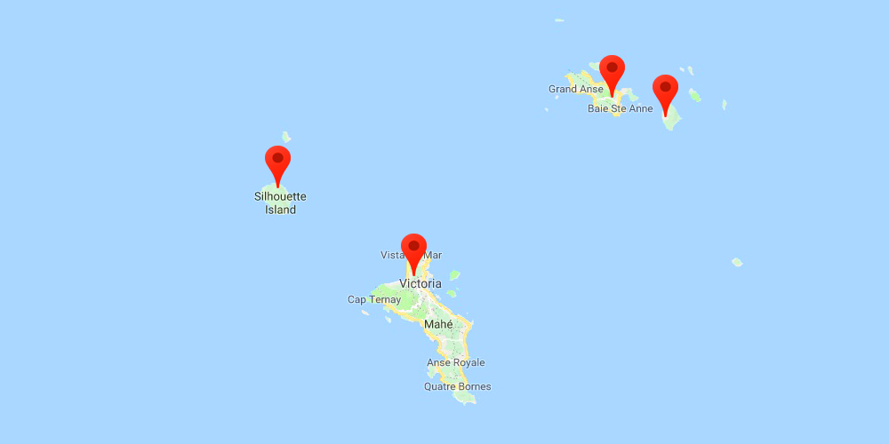 Сейшельские острова. Карта. Крупные острова