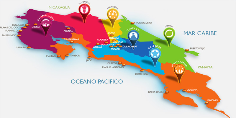 Карта провинций Коста Рики
