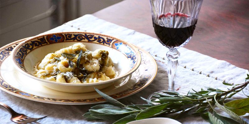 Ricotta gnocchi with sage, walnut butter, spinach